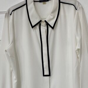 Tommy Hilfiger White Blouse with Black Trim